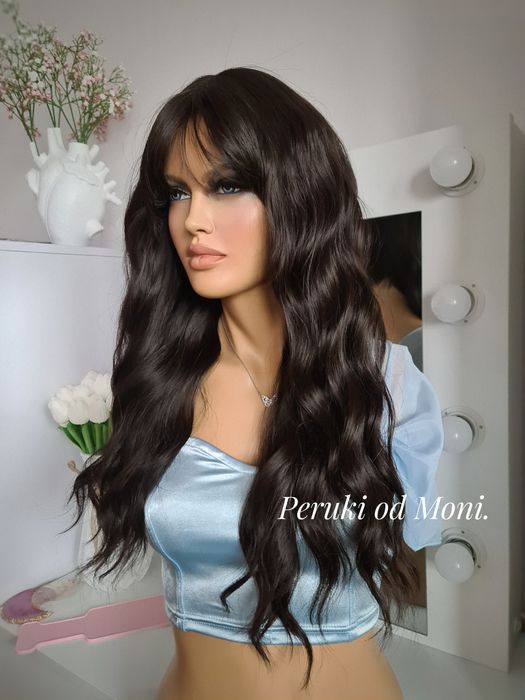 Peruka syntetyczna ciemny brąz