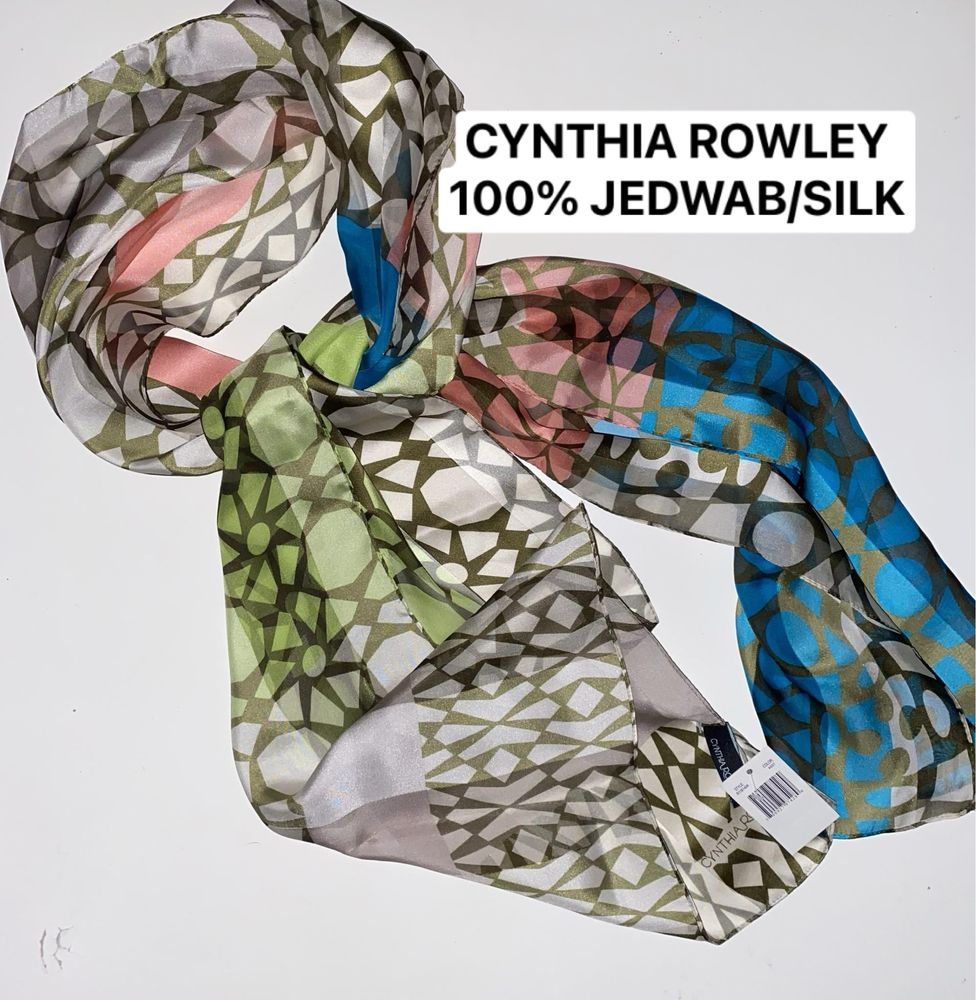 Cynthia Rowley Jedwabny Długi Szal 100% Jedwab/ Silk Nowy z Metkami