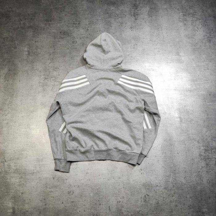 MĘSKA Bluza Szara Adidas Hoodie z Kapturem Bawełna Suwak 3 Paski