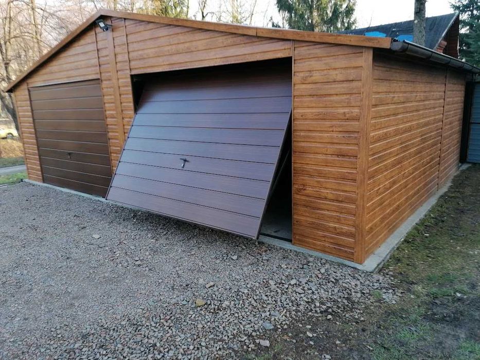 Garaż 6m x 5.8m PREMIUM Złoty Dąb + Orzech