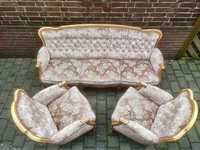 Komplet sofa kanapa 3 os + 2 fotele Ludwik Chippendale stylizowane