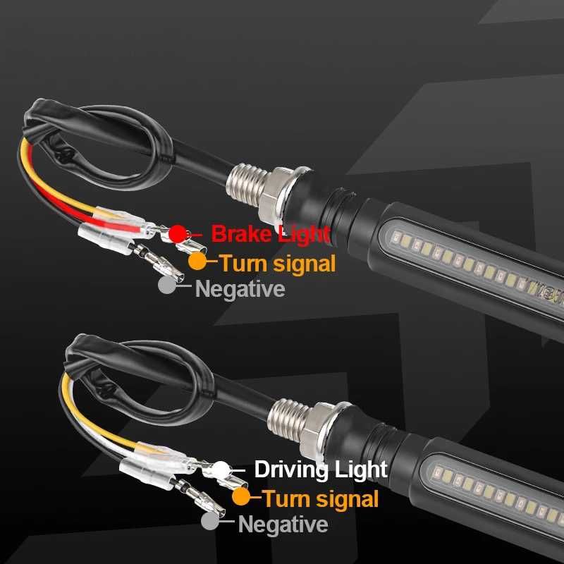 Conjunto piscas dinâmicos LED longos luz presença branca vermelha