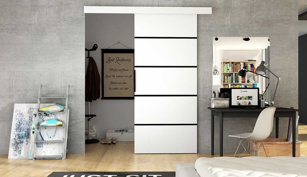 DRZWI przesuwne naścienne RIO VI 90 loft SAMODOMYKACZ W CENIE NOWE