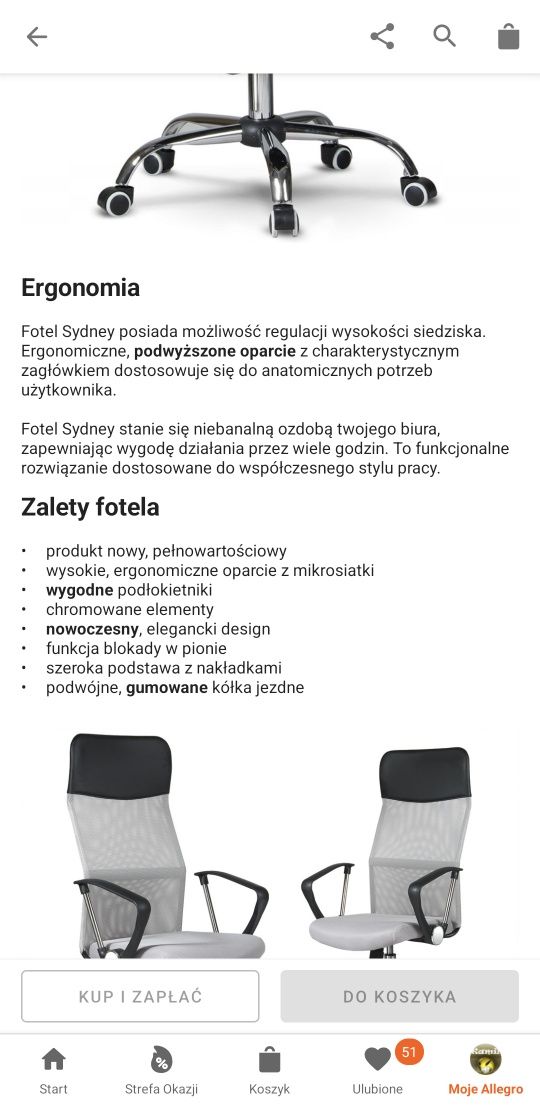 Krzeslo fotel obrotowy regulowany ergonomiczny