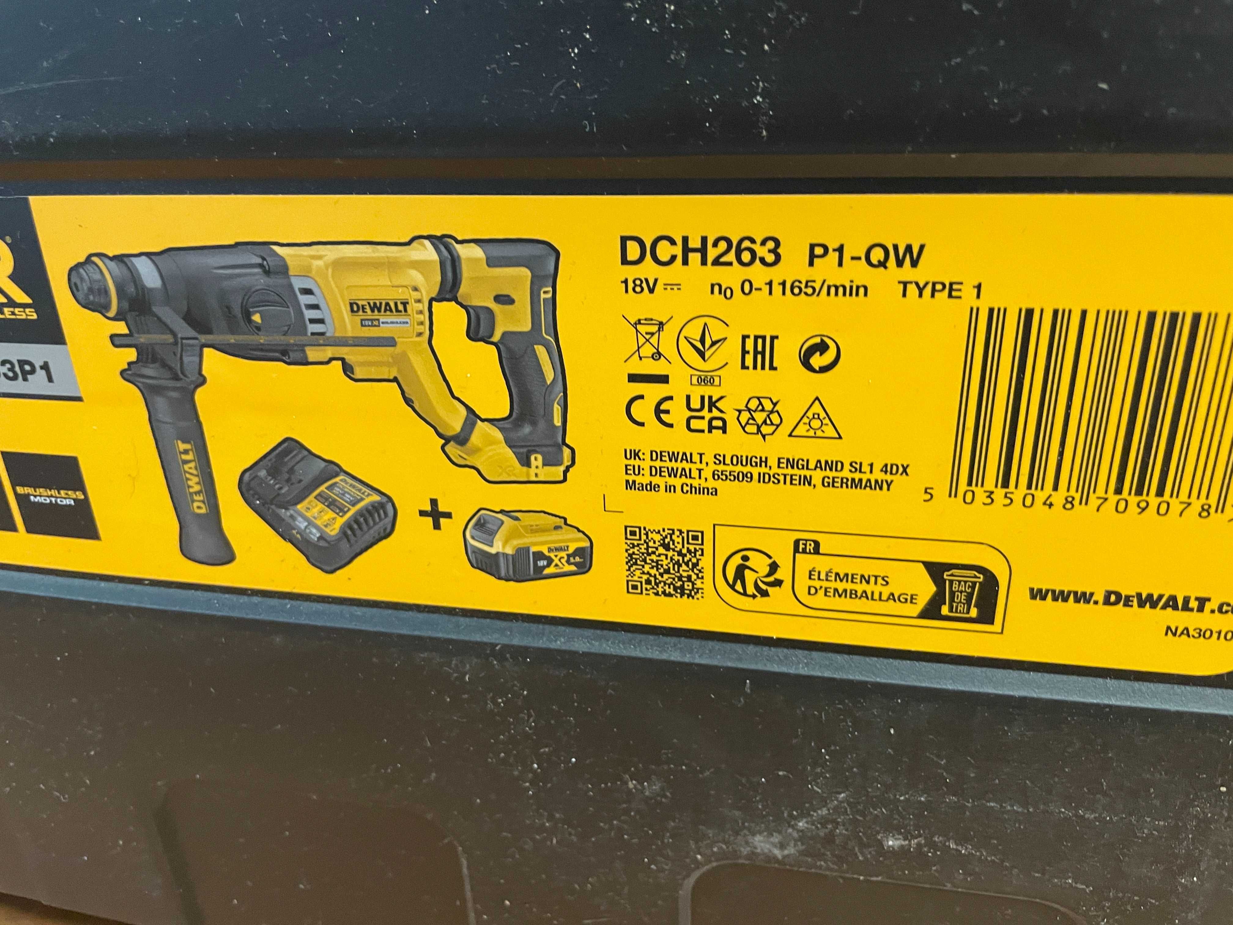 Młotowiertarka DeWALT DCH263P1-QW  , Akumulator+ ładowarka, NOWA