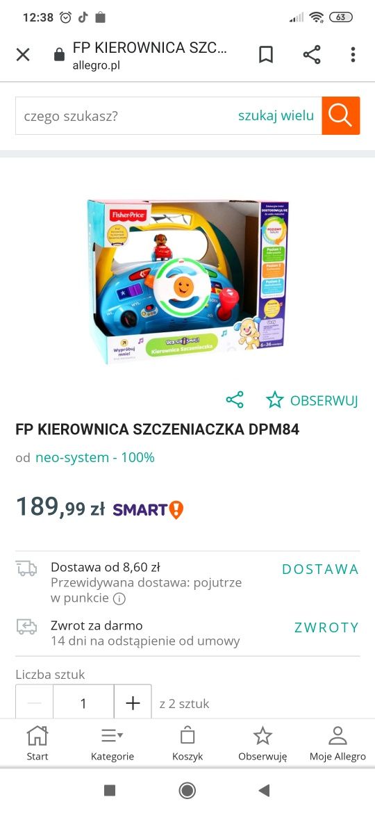 Kierownica szczeniaczka Fisher Price