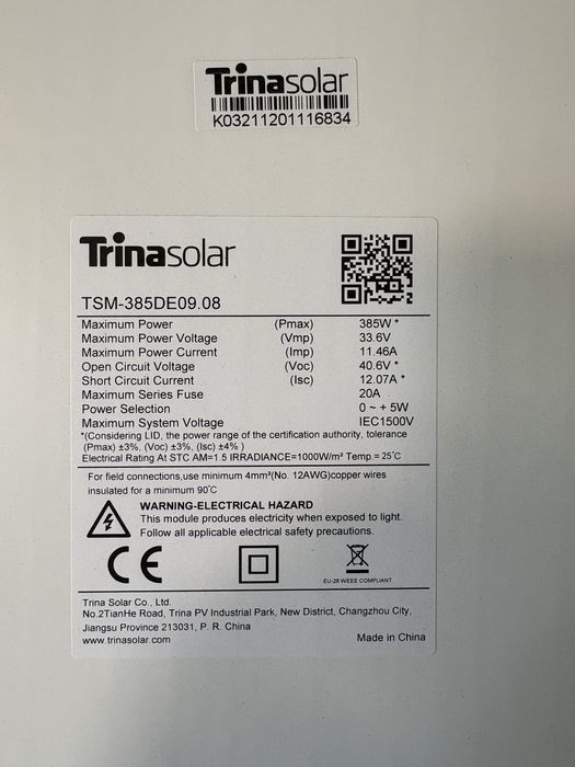 Moduł fotowoltaiczny Trina 385 W