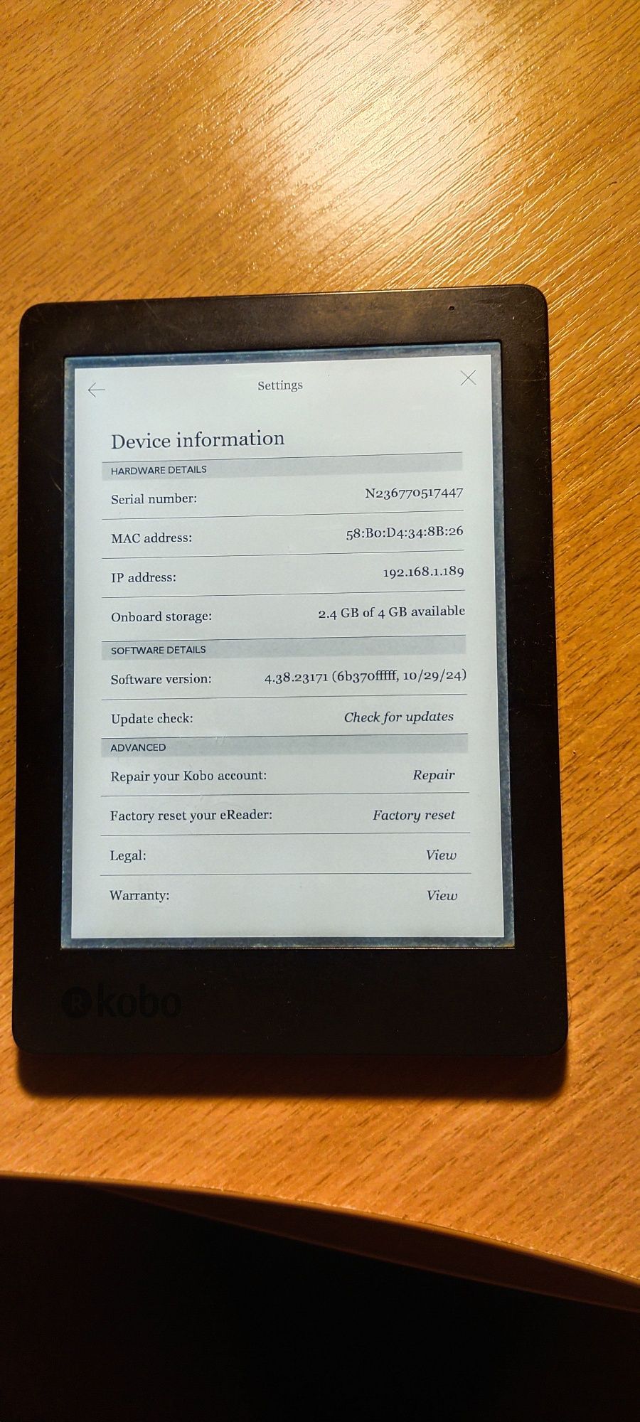 Електронна книга Kobo Aura 2 (N236)Black, e lnk,  підсвіткa, wi fi