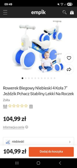 Rowerek biegowy dla roczniaka