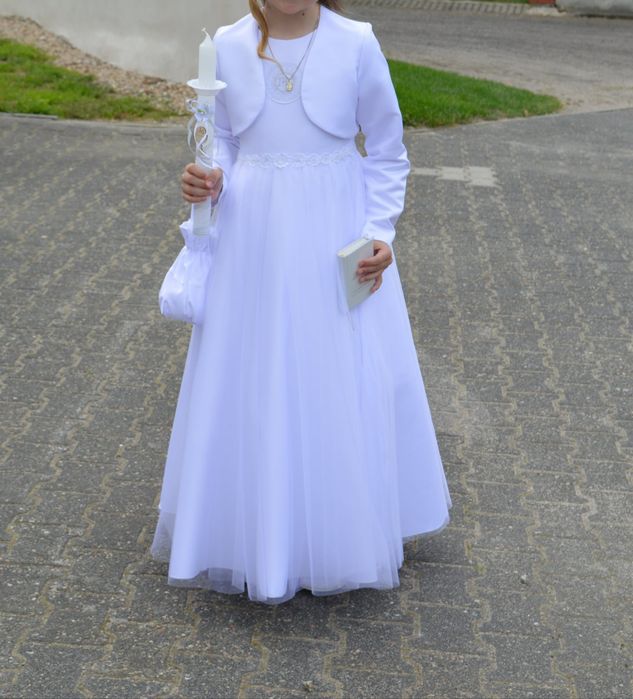 Sukienka komunijna z bolerkiem 135cm plus torebka