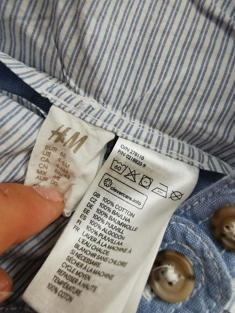 Jasnoniebieskie ogrodniczki z regulowanymi szelkami H&M rozm. 68