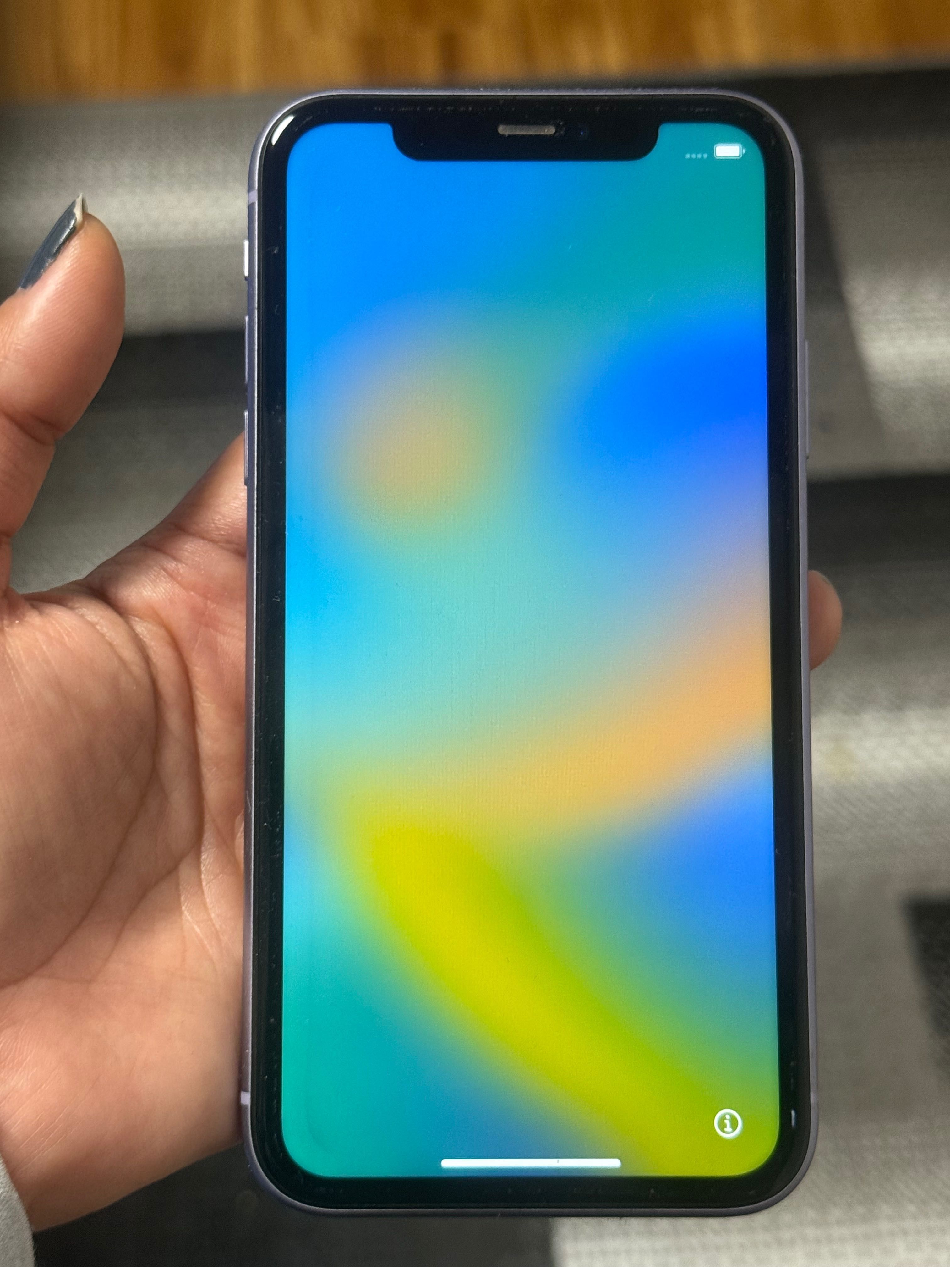Iphone 11 with charger, tempered glass and mobile cover