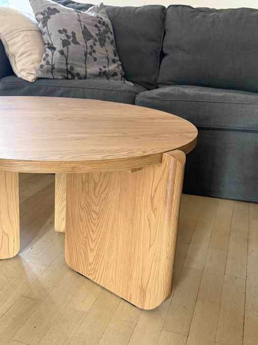 Stolik kawowy okrągły Preffines średnica 80 cm dąb naturalny