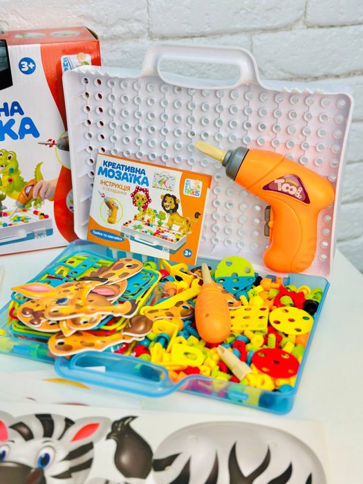 Креативна мозаїка з шуруповертом на батарейках (257 деталей, 8 карток)