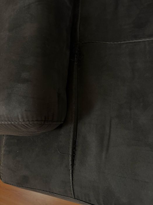 Sofa preto grande chaise long