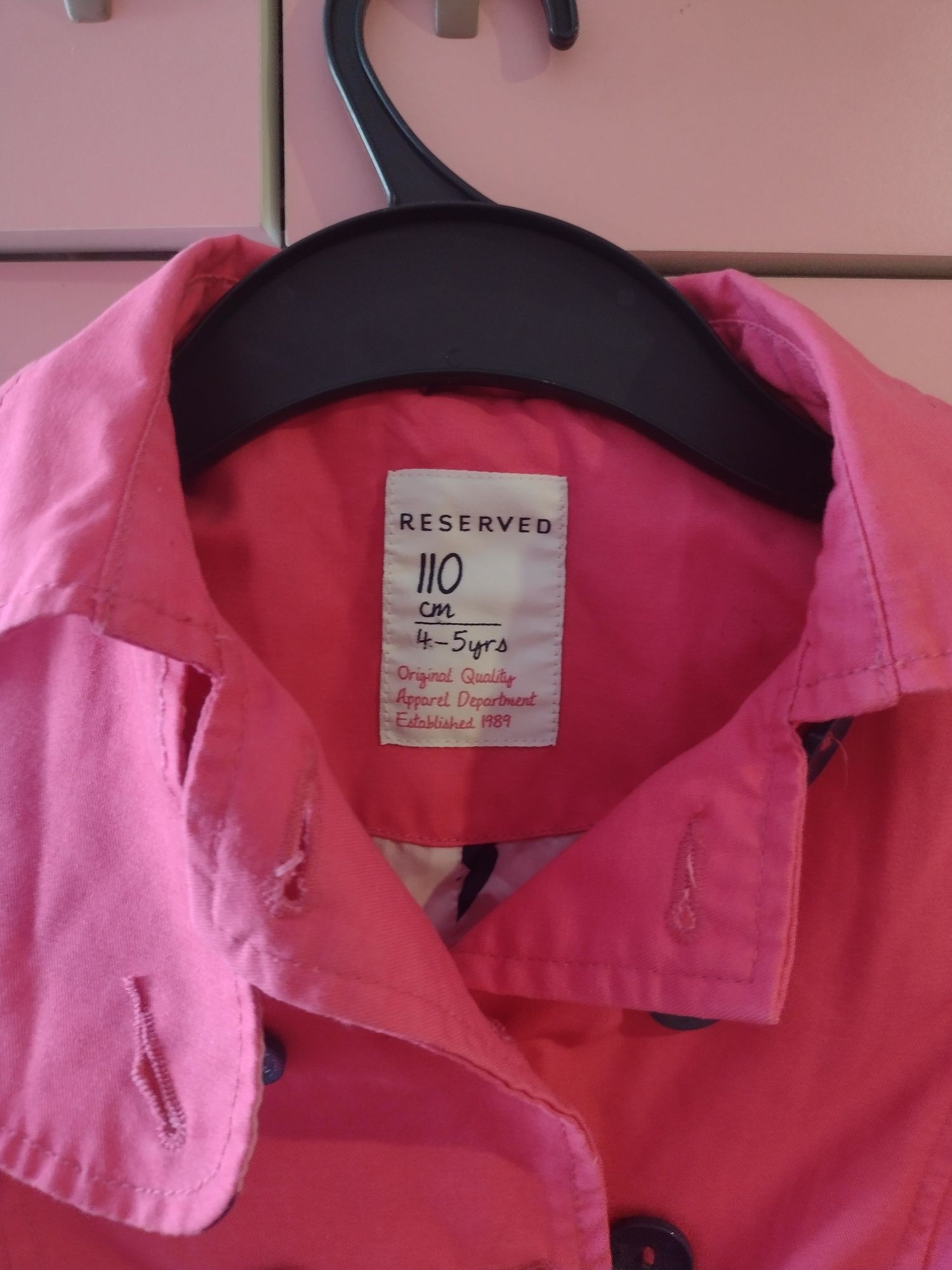 Wiosenny płaszczyk 110 dziewczynka różowy płaszcz