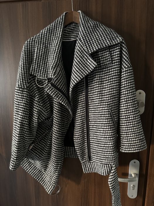 Kurtka pilotka plaszcz oversize w pepitke kratka Top Shop jesien 38 M