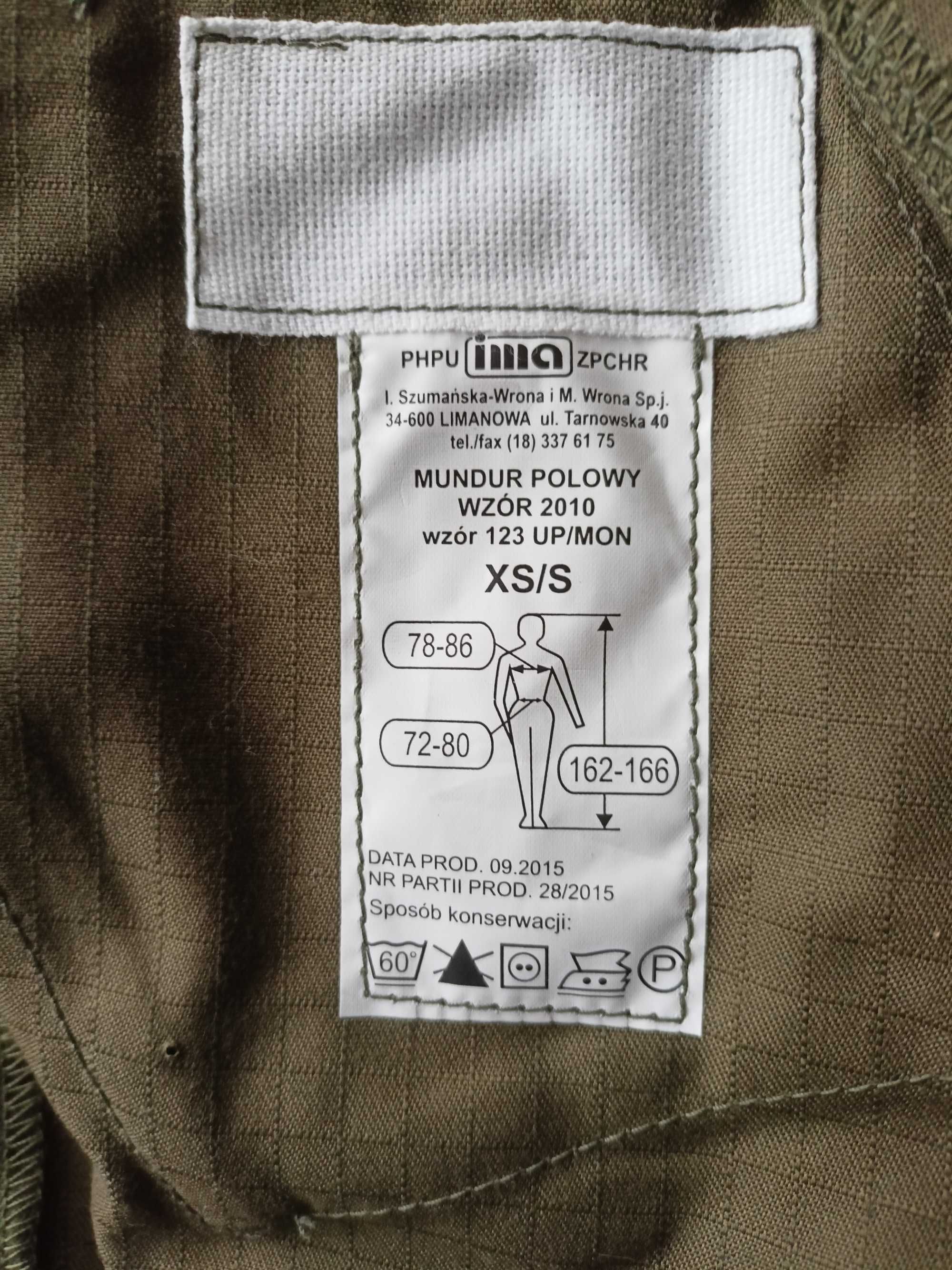Wojskowy Mundur polowy całoroczny tzw. zimowy wzór 123UP rozmiar XS/S