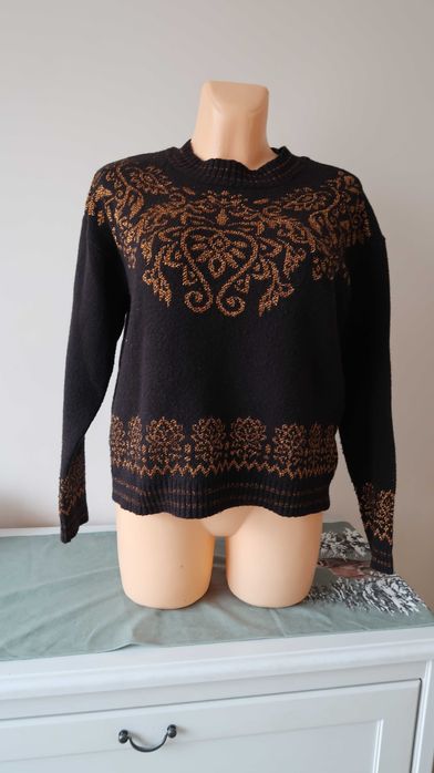 Czarny sweter body flirt sweterek złoty na zimę święta M / 38