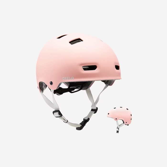 Kask dzieciecy S decathlon pudrowy róż db rolki rower