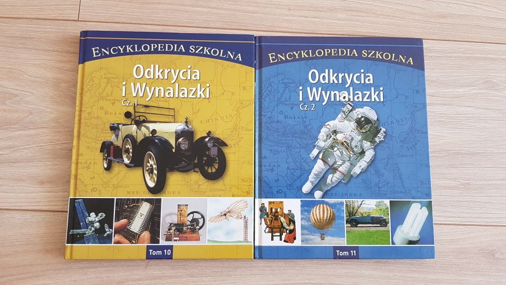 Odkrycia i wynalazki cz 1 i 2, encyklopedia szkolna tom 10 i 11