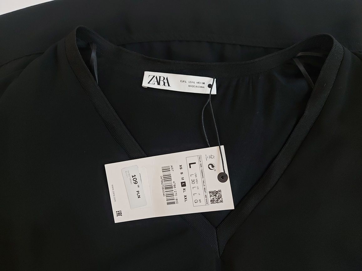 Nowa bluzka z metką ZARA L 40 XL 42 szyfonową przeźroczyste rękawy