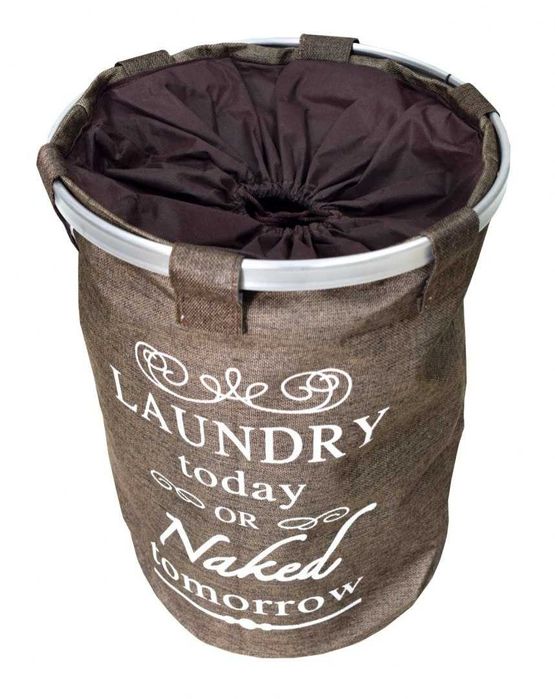 Kosz worek na pranie bieliznę materiałowy brązowy 70L