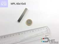MPL 60x10x5 [N38] - silny magnes płytkowy osiowy