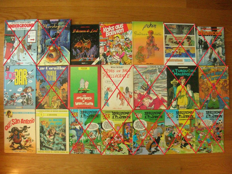 Lote BD Humor, Cartoon, Mafalda, Quino, BD em francês, espanhol, etc.