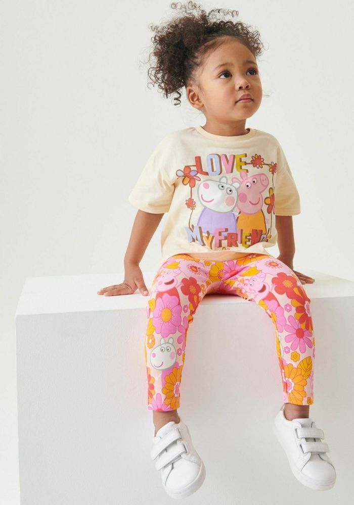 Zara peppa pig peppa komplet bluzka oversize i legginsy cudna 110-116