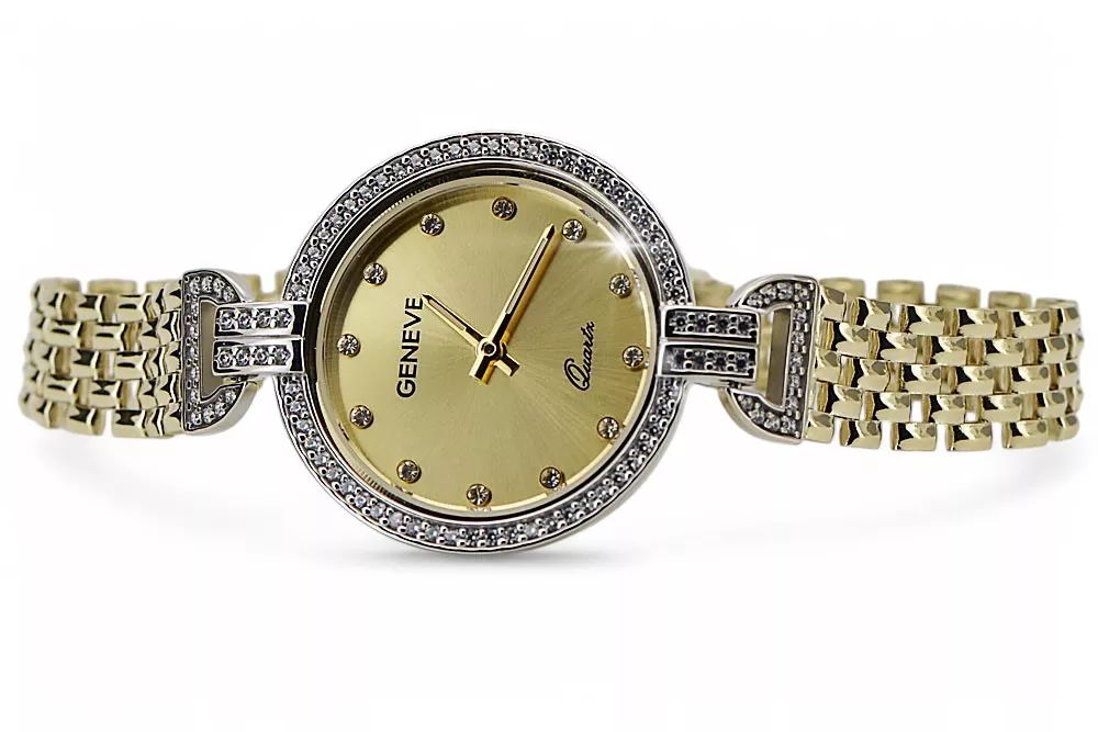 Prześliczny 14k złoty damski zegarek Geneve lw006ydy Warszawa