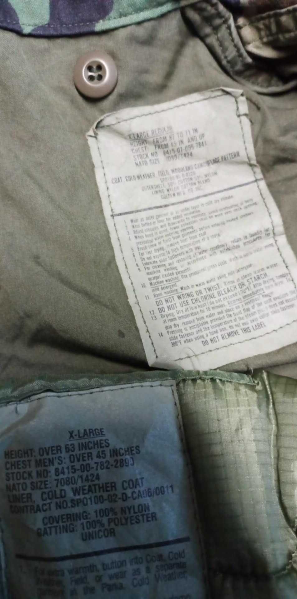 Kurtka Wojskowa M65 Golden MFG Woodland US.Army XLarge Reg. +podpinka