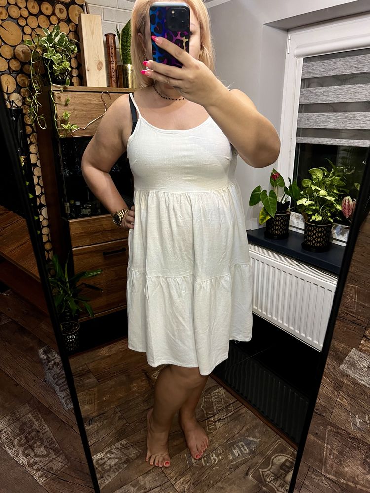 Sukienka na lato Sinsay XXL beżowa luźna