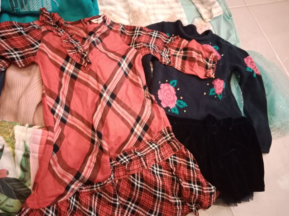 Zestaw ubranek dla dziewczynki, 98-110, sukienka Elsa, spodnie golfy