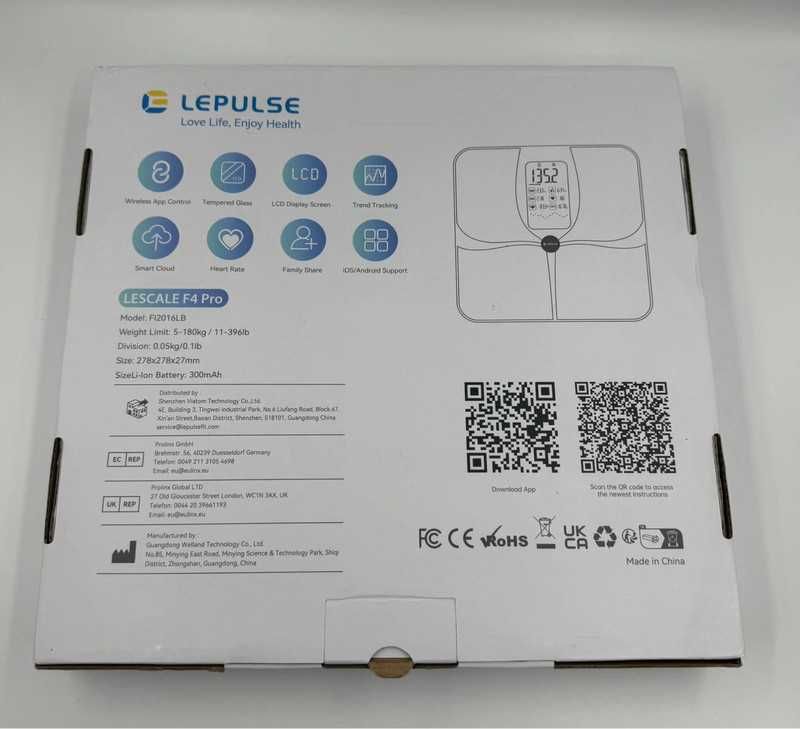 Lepulse Lescale F4  Inteligentna waga łazienkowa z analizą składu ciał