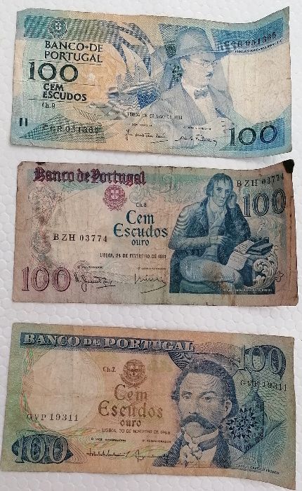 Notas de 100 escudos (3 un)
