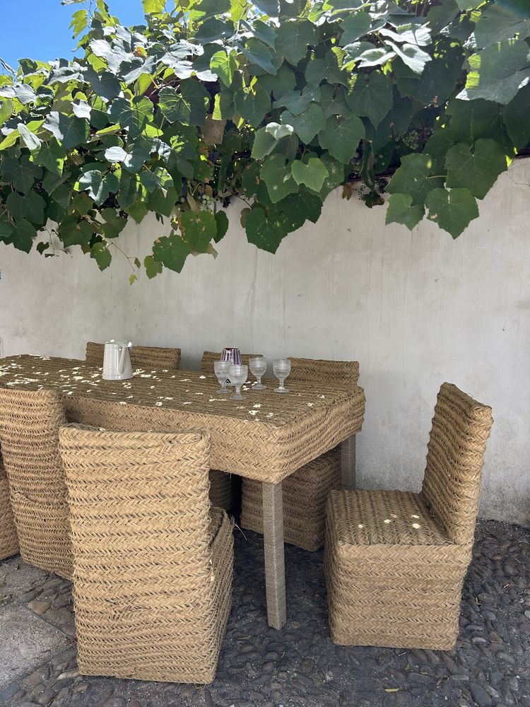 Mesa jantar em rattan com 10 cadeiras 2,90m