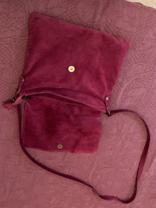 Mala Rosa de camurça