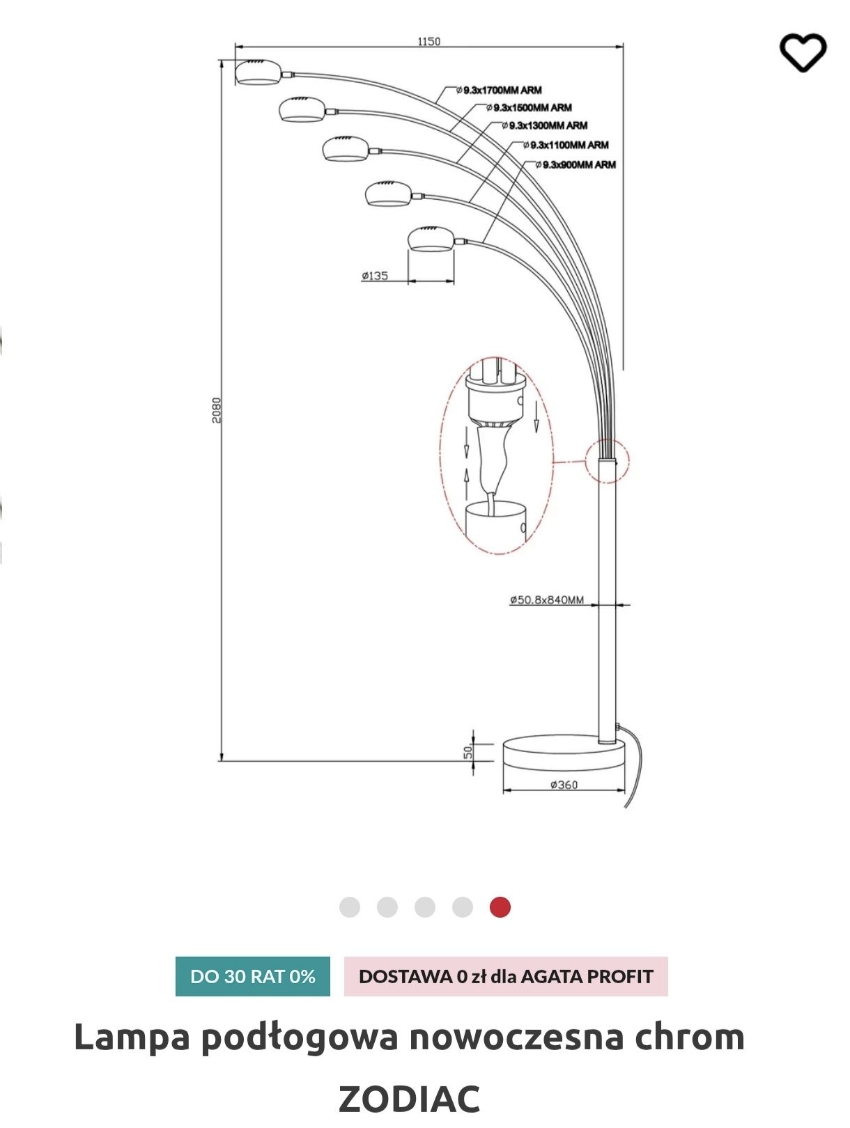 Lampa podłogowa chromowana