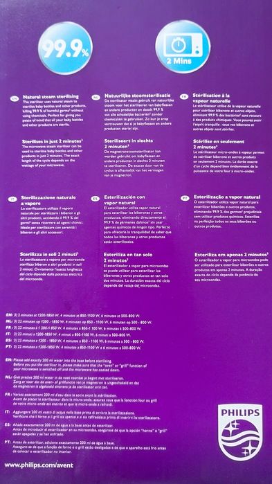 Esterilizador a Vapor Philips Avent para Micro-Ondas branco/transparen