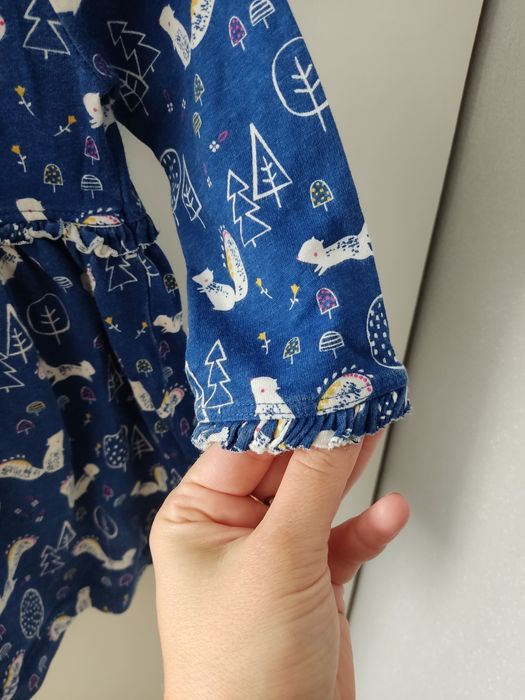 Sukienka wiewiórki 74-80kolnierzyk