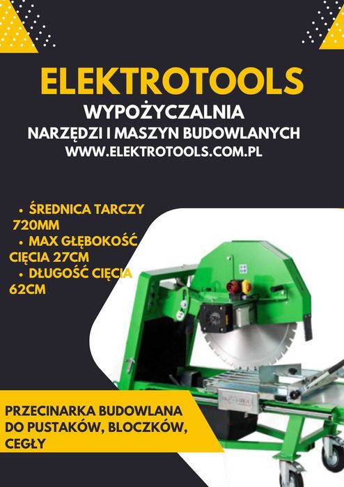 Przecinarka budowlana do cegły pustaków bloczków Wynajem