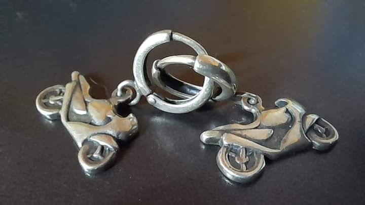 Женский байкерский комплект серебро серьги и пирсинг