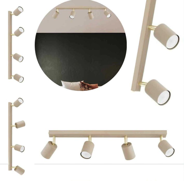 LAMPA SUFITOWA Beż złoto nowoczesne oświetlenie w stylowym wydaniu