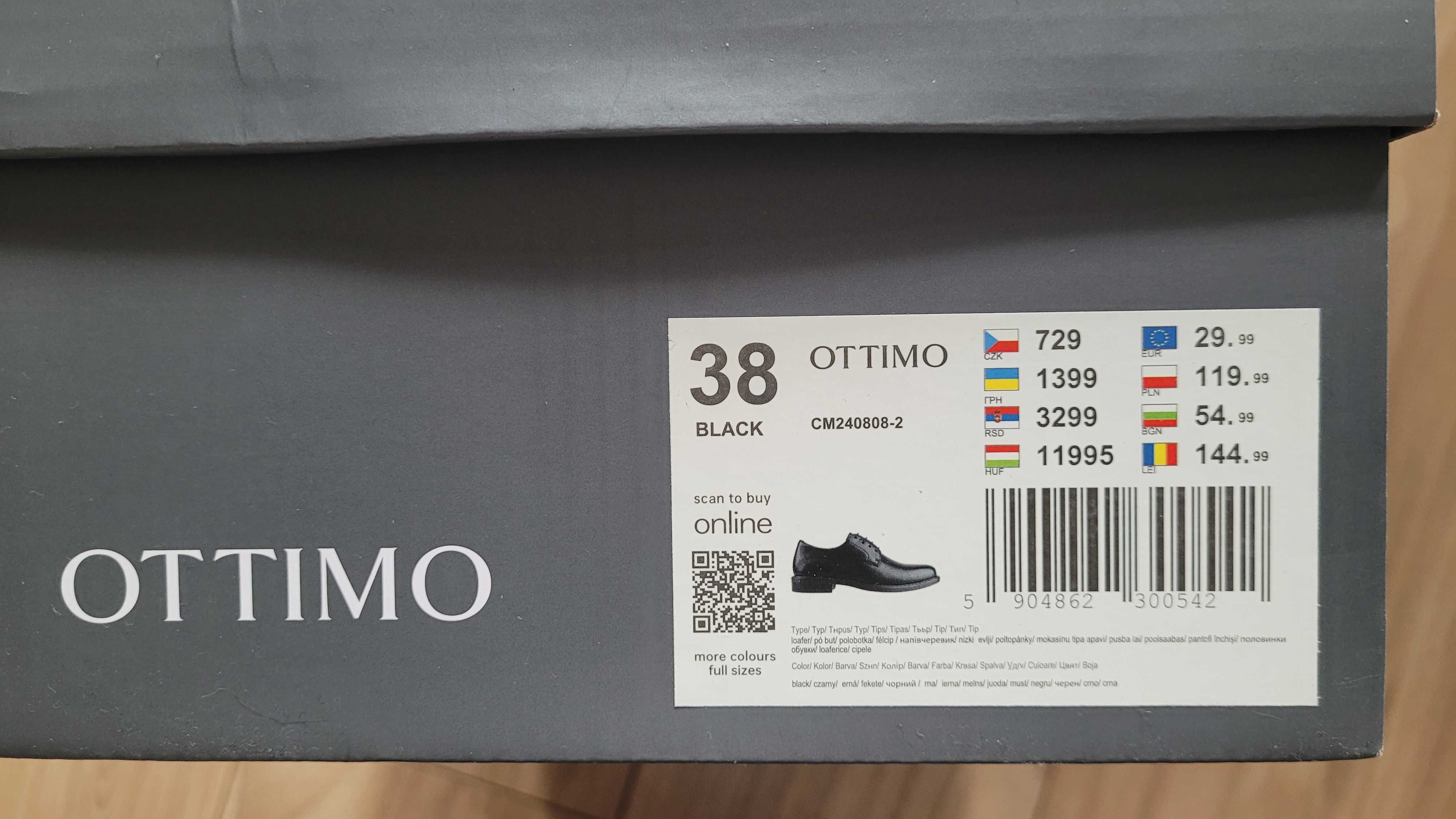 Buty Komunijne Półbuty Chłopięce Ottimo rozmiar 38 Czarne Skóra
