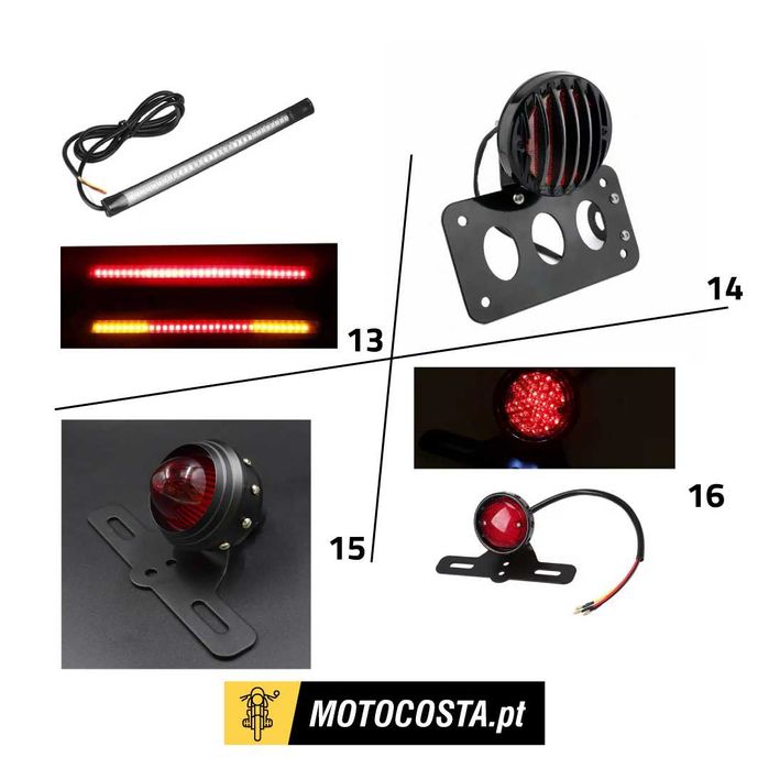Farolins Traseiros - Suporte Matrícula e Piscas - MOTOCOSTA