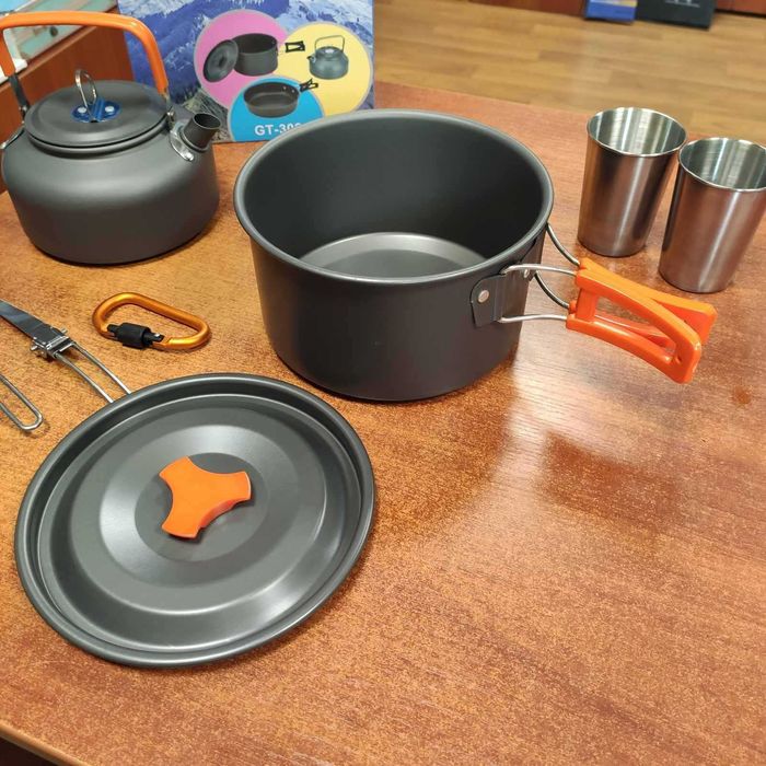Набор туристической металлической посуды для походов Camping cooking