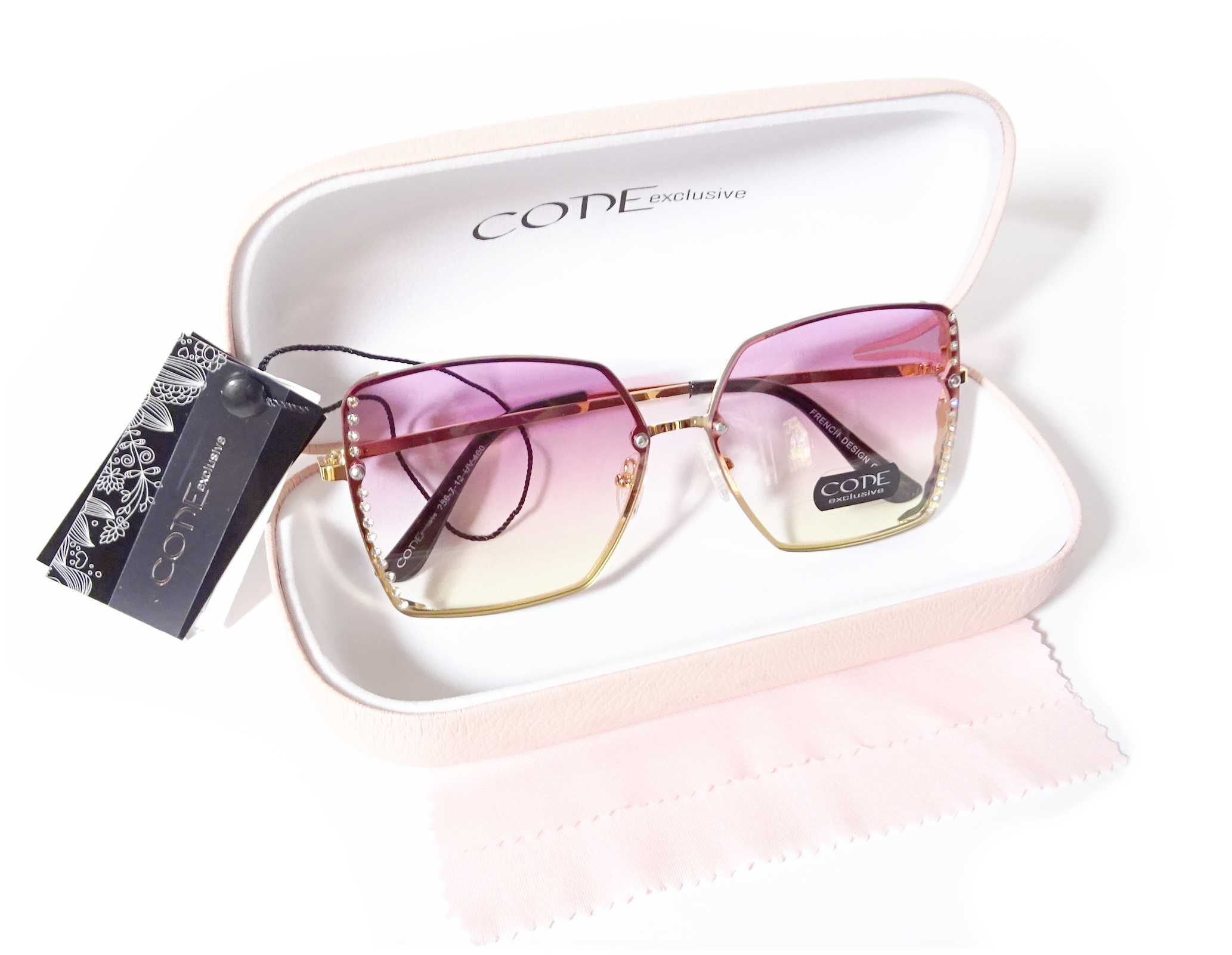 OKULARY Damskie CODE EXCLUSIVE Przeciwsłoneczne UV 256-7-12 ETUI