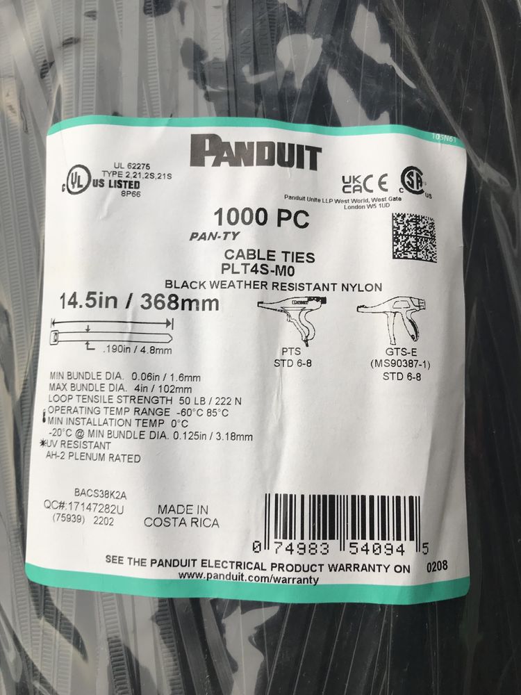 Opaski zaciskowe (trytytki) Panduit PLT4S-M0 - 1000 sztuk