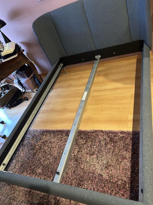 Cama 140x200cm estofada ikea azul-cinz nova ofert colchǎo